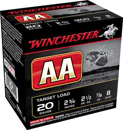 Winchester Ammo AA208 AA  20 Gauge 2.75 Inch 7/8 oz 8 Shot 25 Per Box/ 10 Case  | 20 GA | 020892004443